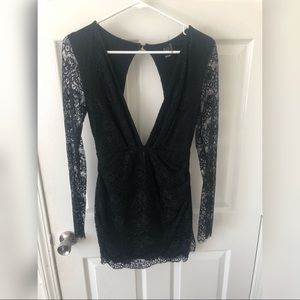 Black lace mini dress